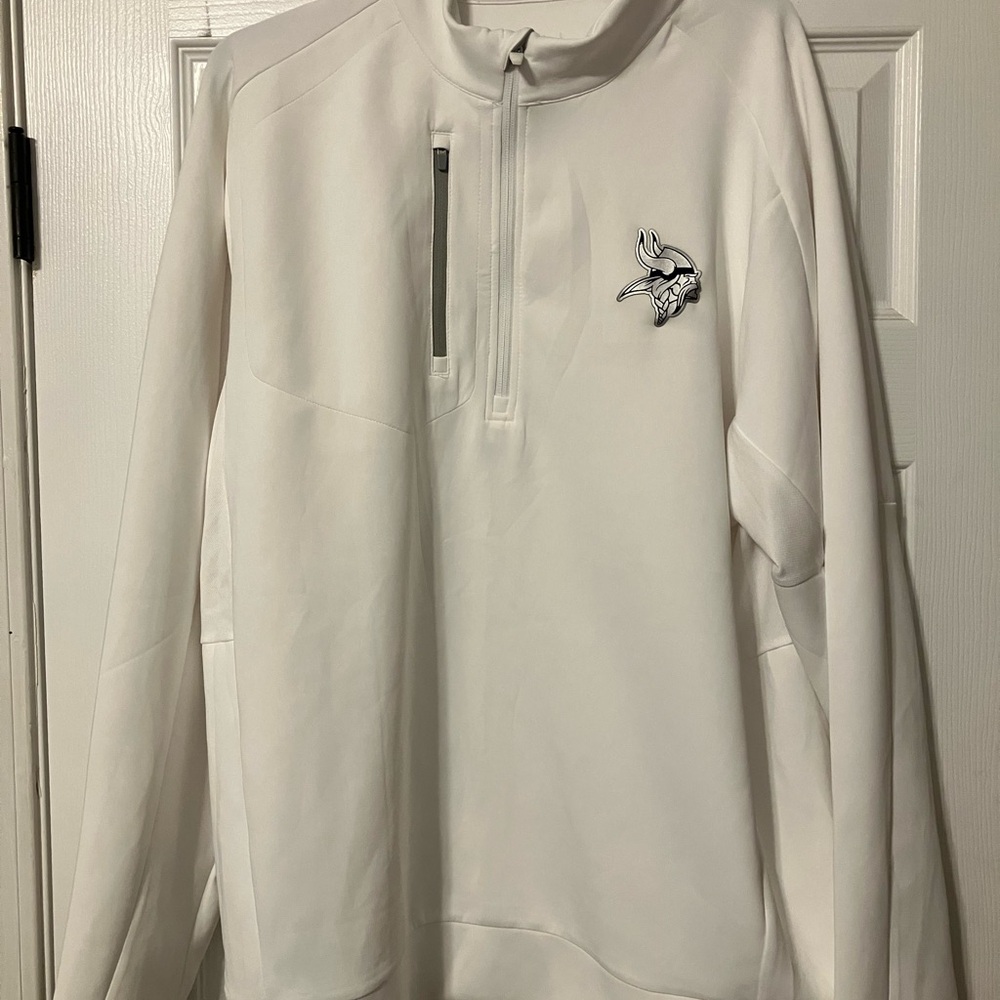 Minnesota Vikings NFL Mens 2XL  Antigua White Generation Quarter-Zip Pullover